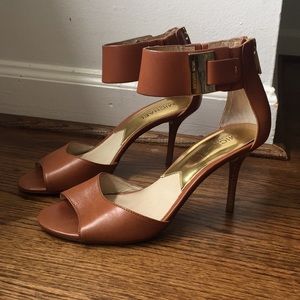 Michael Kors Leather Heels with Gold Accents